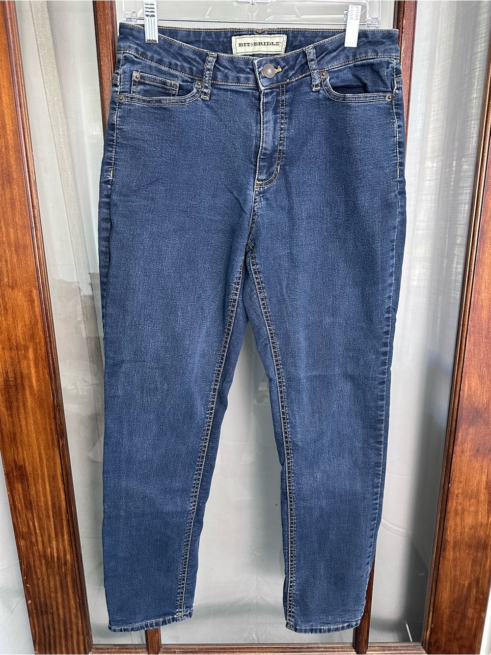 Bit & Bridle Womens 6 Plaid Flannel Lined Straight Leg Dark Wash Mid Rise Jeans
